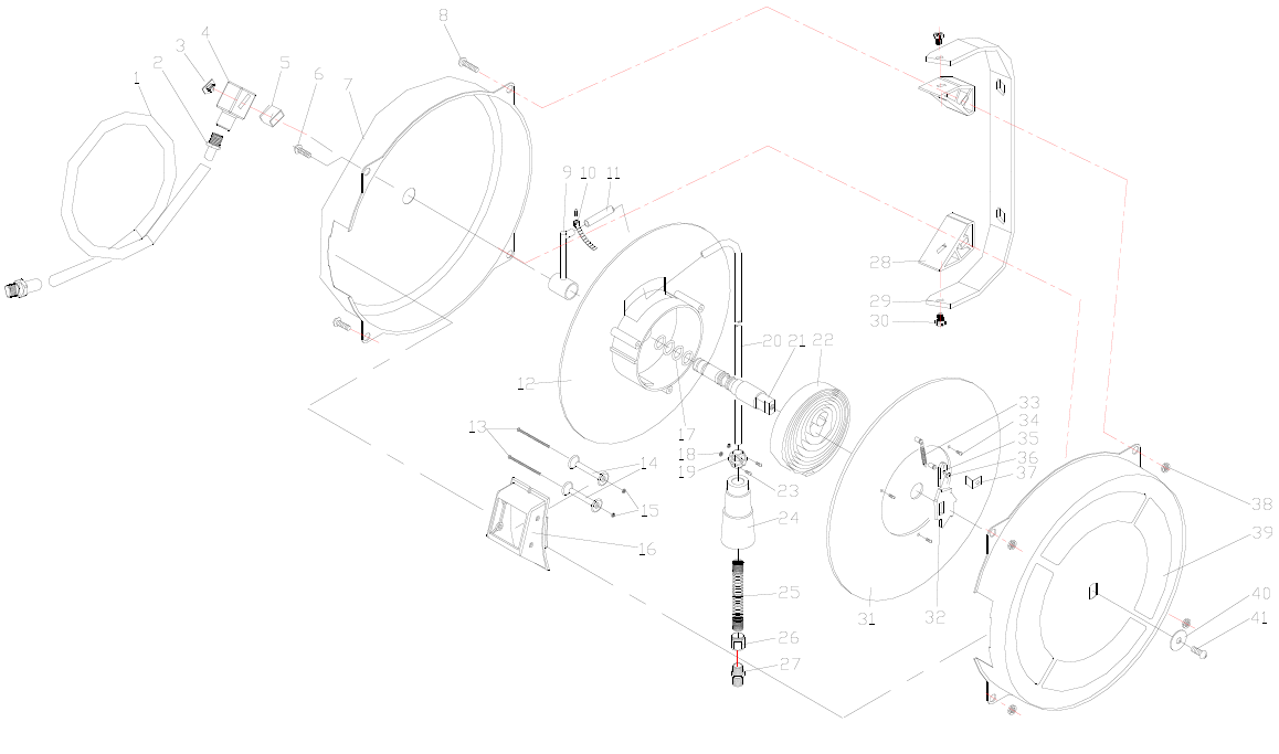 Druckluft-Schlauchaufroller Rockair LSR-12PU, mit montierter Schnellkupplung und Stecknippel Druckluft-Schlauchaufroller Rockair LSR-12PU, mit montierter Schnellkupplung und Stecknippel