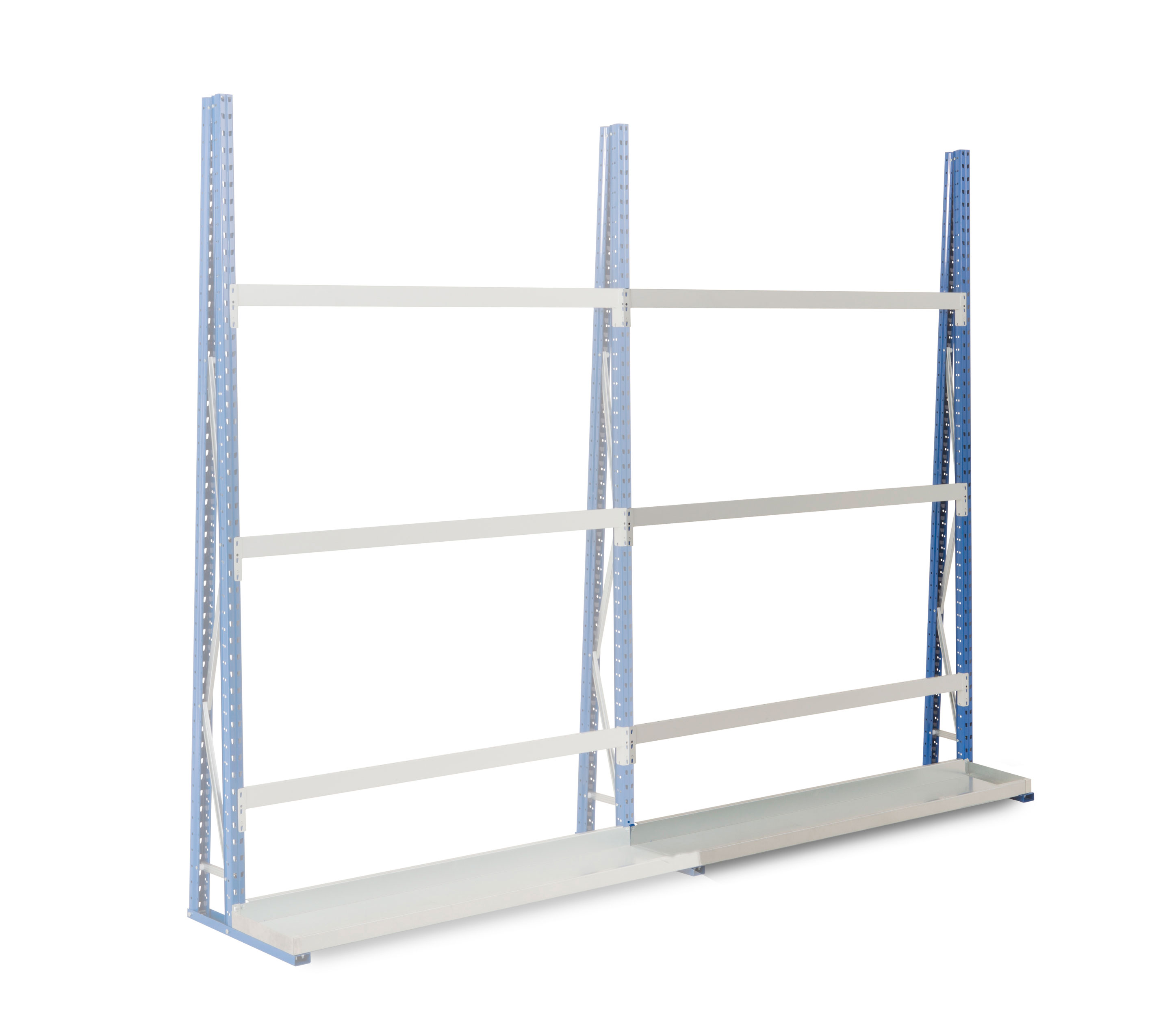 Anbauregal VR 1-seitig H2500 x L1500 x T340 mm, mit 3 Trägern und Sockel