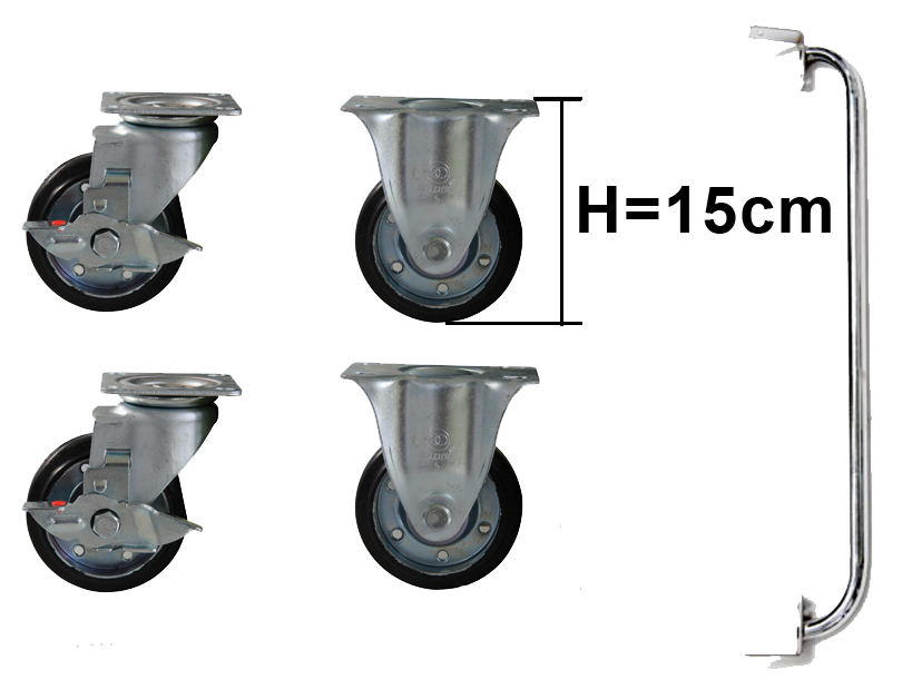 Laufrollenset mit Stossgriff 723 mm,