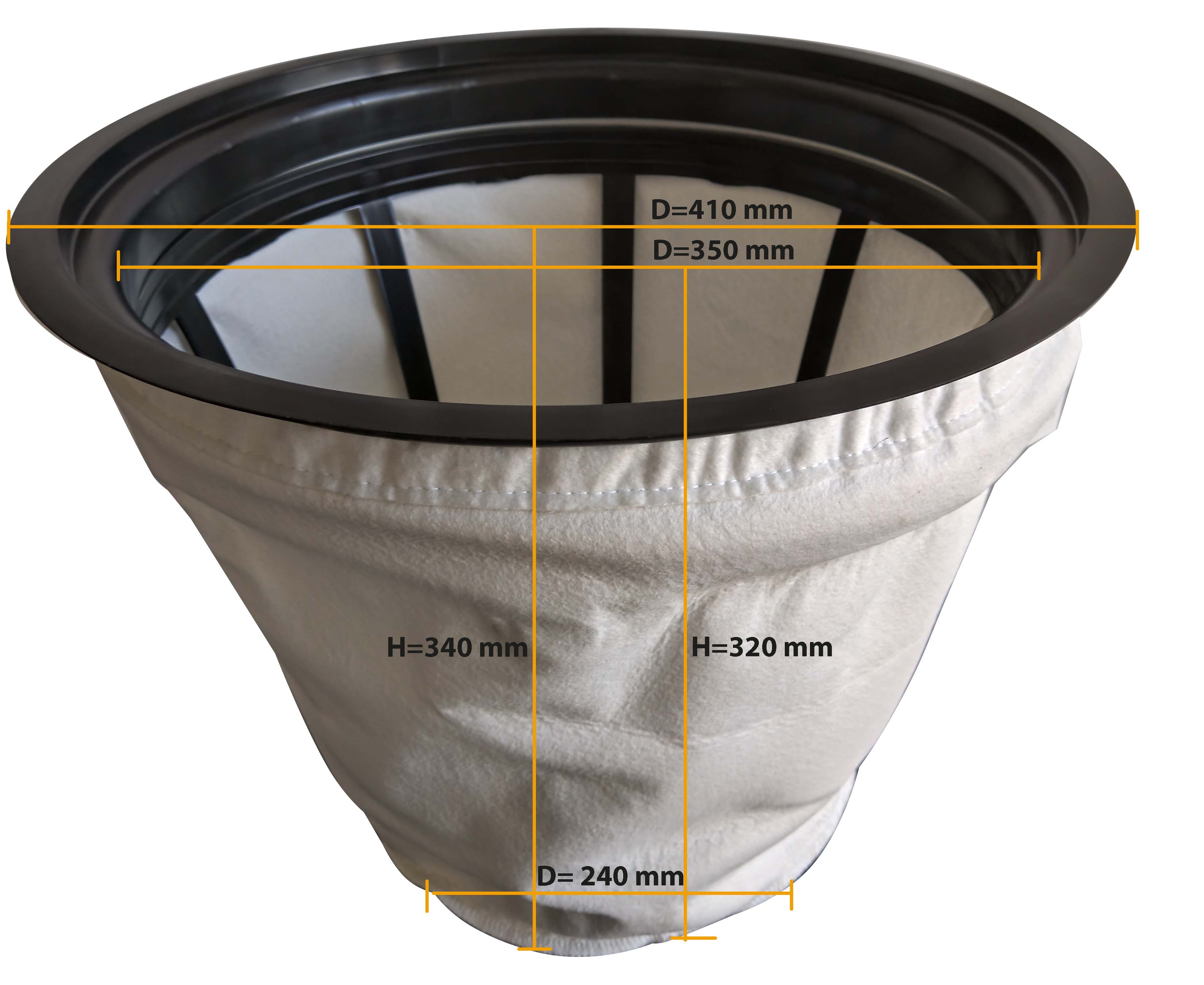 Polyester-Filtersack zu MEC 2/50 NT I, 2/62 NT, 2/72 NT, FlowMix, PROTON (kompl. mit Korb und Ring)