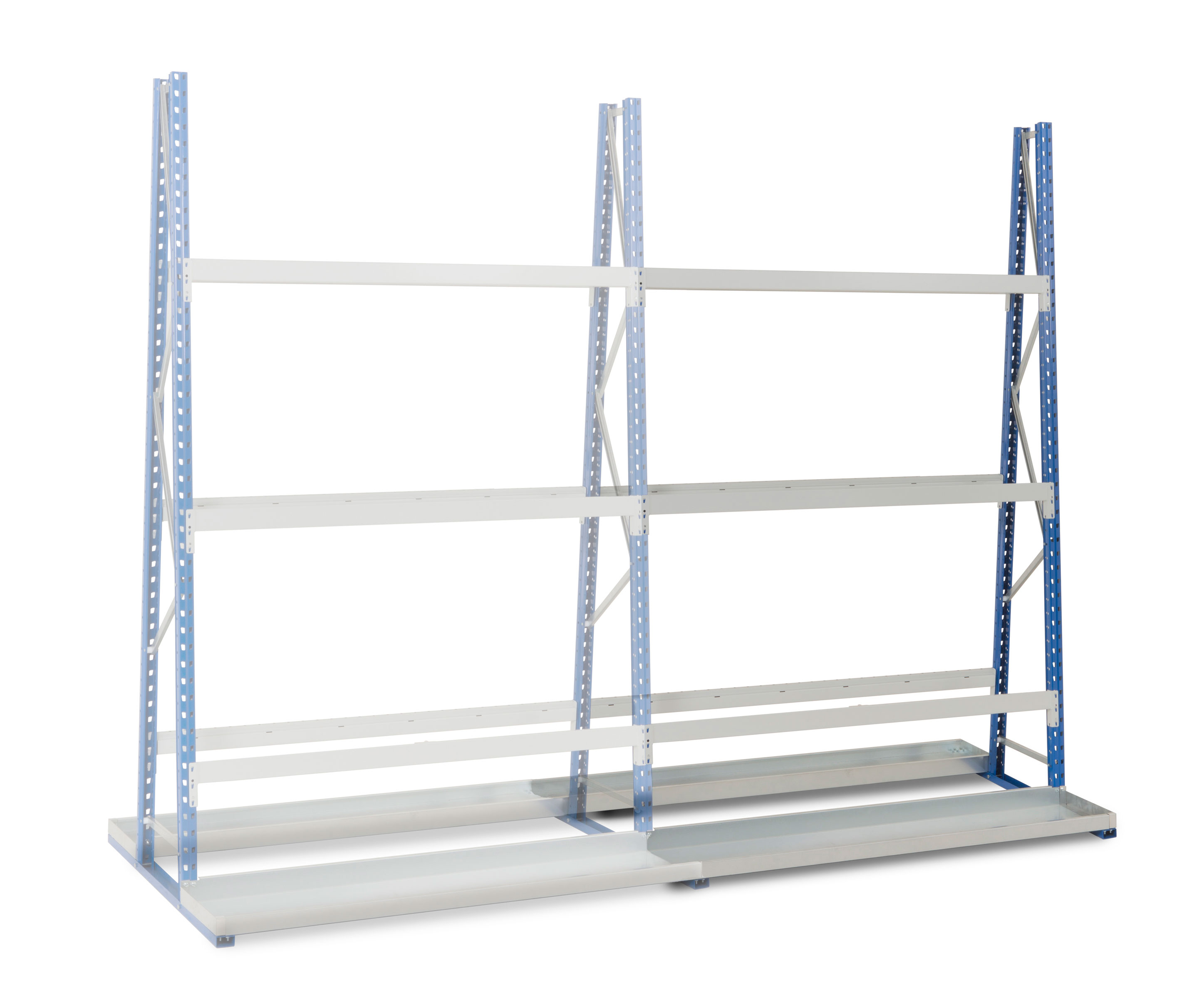 Anbauregal VR 2-seitig H2500 x L1500 x T500 mm, mit 6 Trägern und Sockel