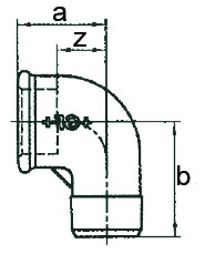 Rohrbogen verzinkt 90 ° 1 1/4", Innen-/Aussengewinde