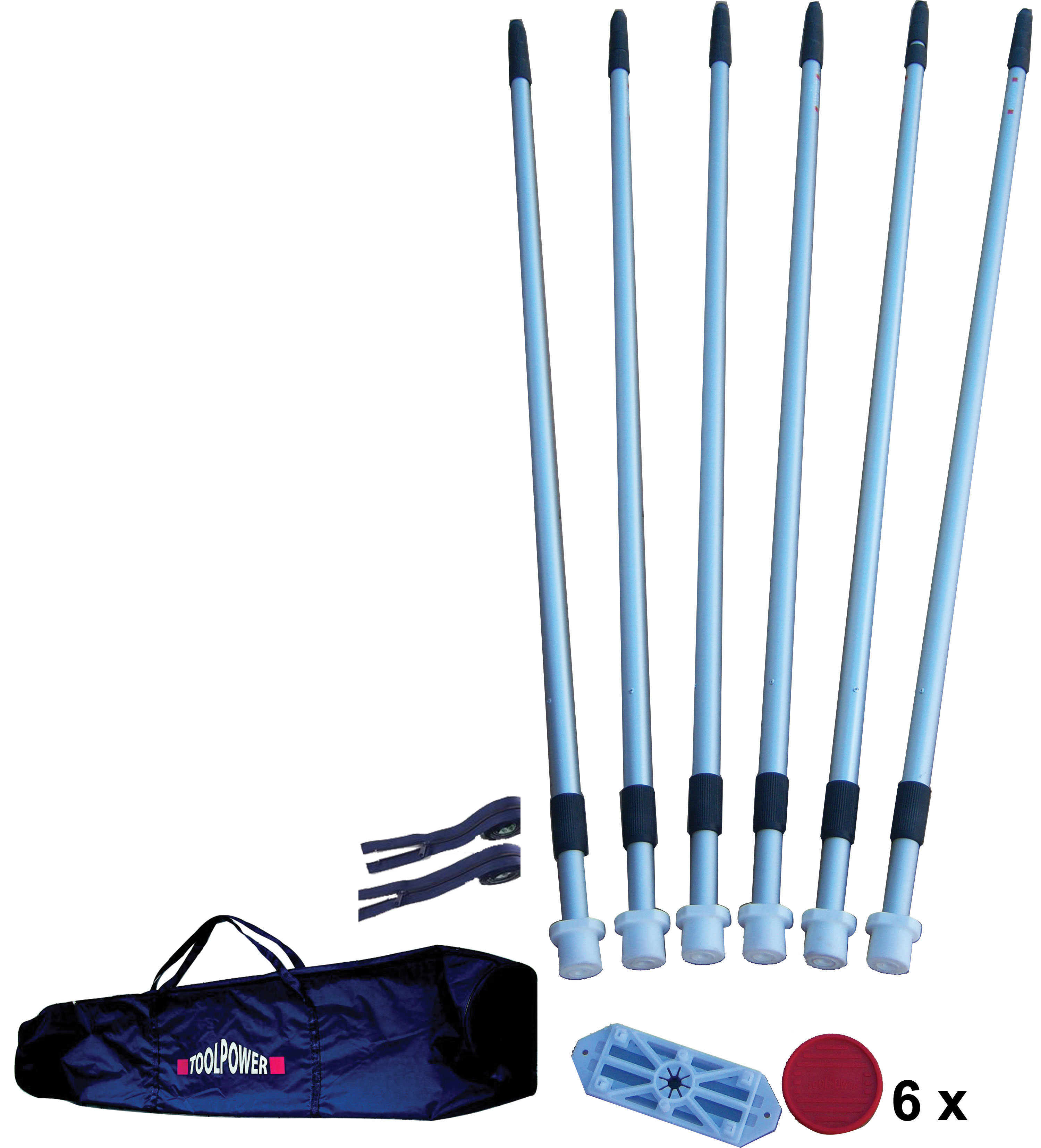 TP Stangen Set à  6 Stk.ToolPower, inkl. 1 Tragtasche + 2 Reissverschlüsse